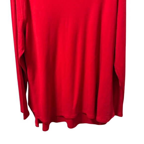 Chicos Red Mock Neck Long Sleeve Knit Tunic Top Size XL 100% Shirt. NWT - Picture 2 of 12